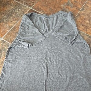 Gray V-Neck Women's Top